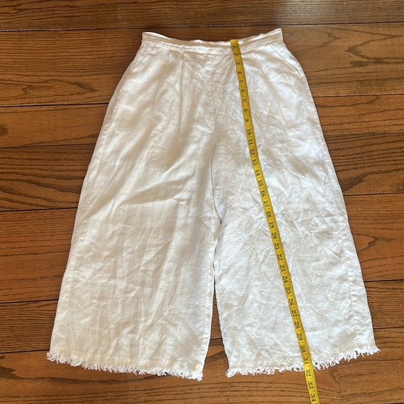 RESET by Jane White Wide leg Cropped Raw hem Linen Pants Size M - Picture 5 of 12